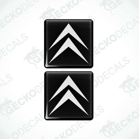 Two black vinyl stickers with white Citroen logo.