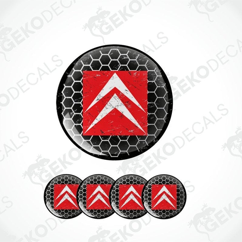 Set of four vinyl stickers with black patterns and the CITROEN car brand logo