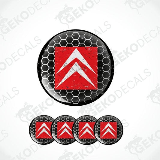 Set of four vinyl stickers with black patterns and the CITROEN car brand logo