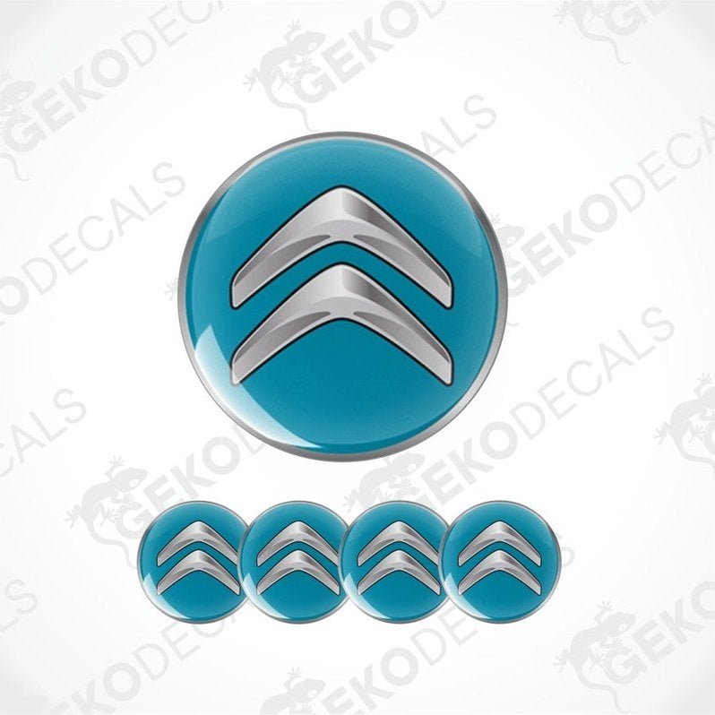 Blue and silver Citroén logo decal on a blue background with 'Gekodecals' watermark.