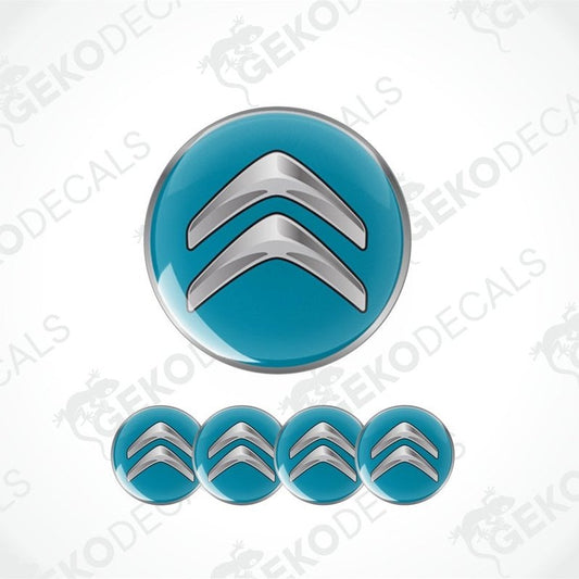Blue and silver Citroén logo decal on a blue background with 'Gekodecals' watermark.