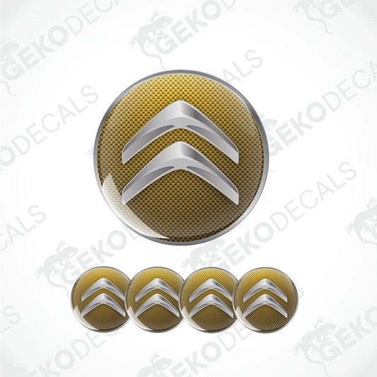 Citroén logo decal with gold and silver design on a white background