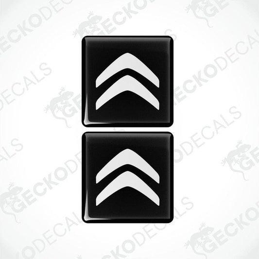 Two black vinyl stickers with white Citroen logo.