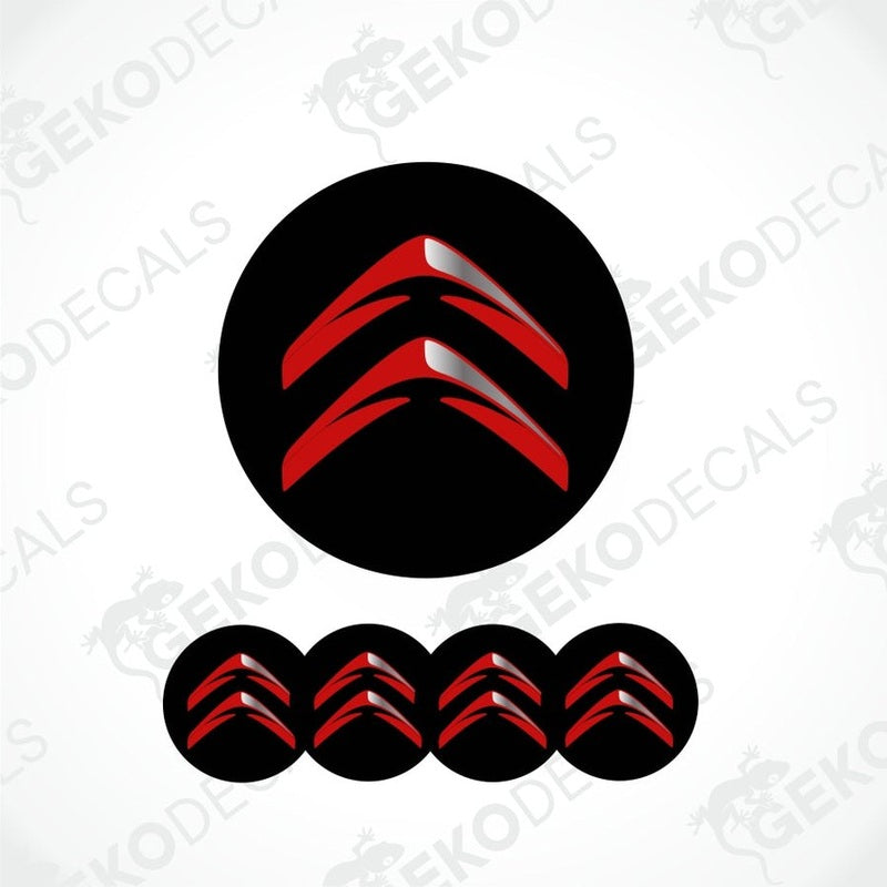 Red and black car logo decal on a white background with 'Gekodecals' branding.