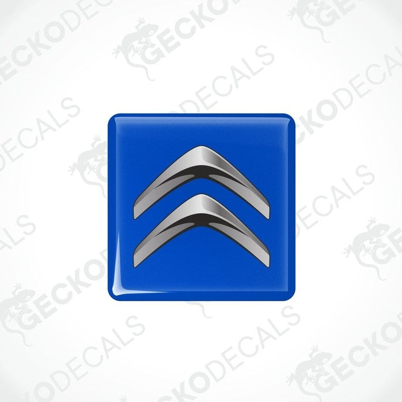 Blue vinyl decals with a silver chevron design.