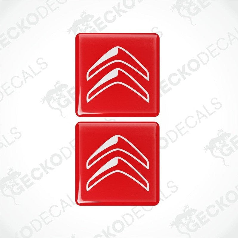 Two red vinyl stickers with white Citroen logo.
