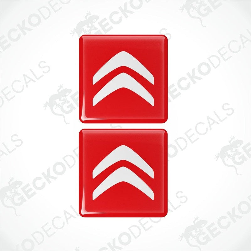 Two red vinyl stickers with white Citroen logo.