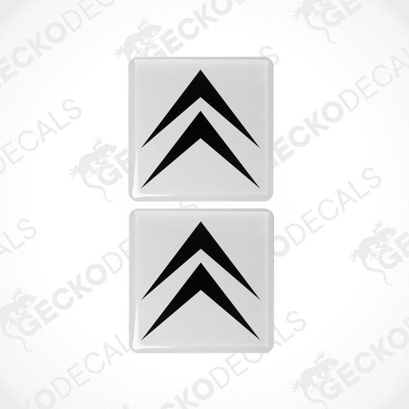 Two white vinyl stickers with black Citroen logo.