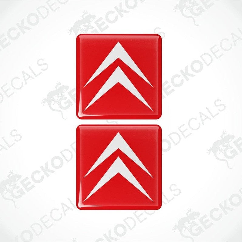 Two red vinyl stickers with white Citroen logo.