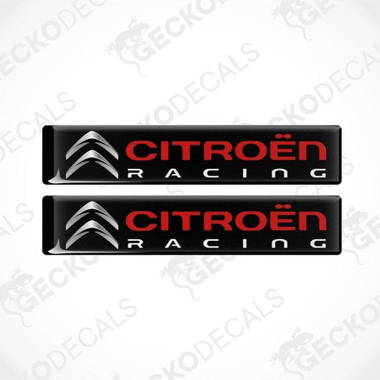 Two black, red, and white CITROEN RACING vinyl decals with a polyurethane coating.