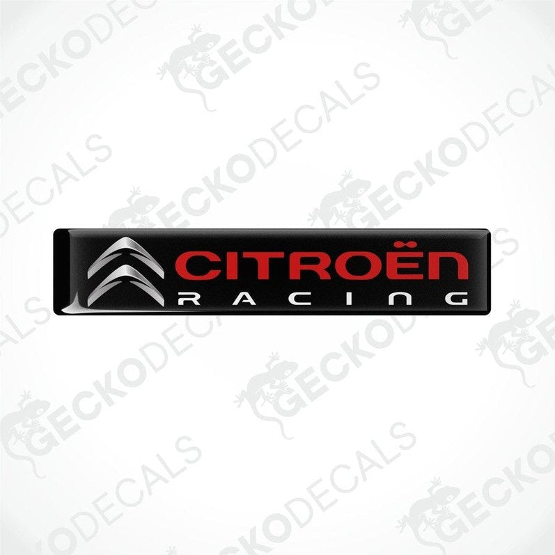  Black, red, and white CITROEN RACING vinyl decals with a polyurethane coating.