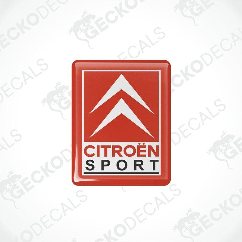 Red square vinyl decals with 'CITROEN SPORT' written in white and red letters.