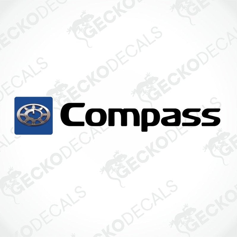 Blue and silver Compass die-cut sticker with directional rose design for caravan or home decor