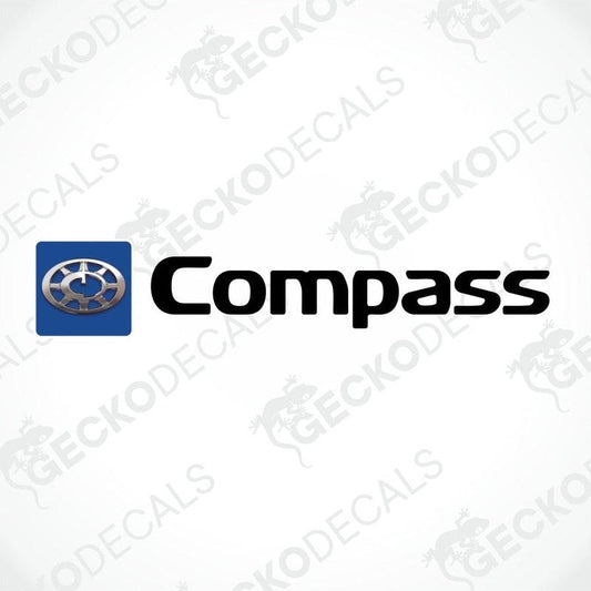 Blue and silver Compass die-cut sticker with directional rose design for caravan or home decor