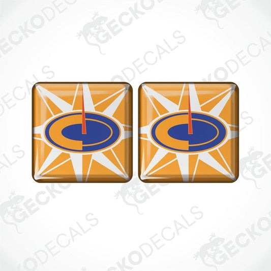 Set of two orange compass vinyl decals with raised epoxy finish