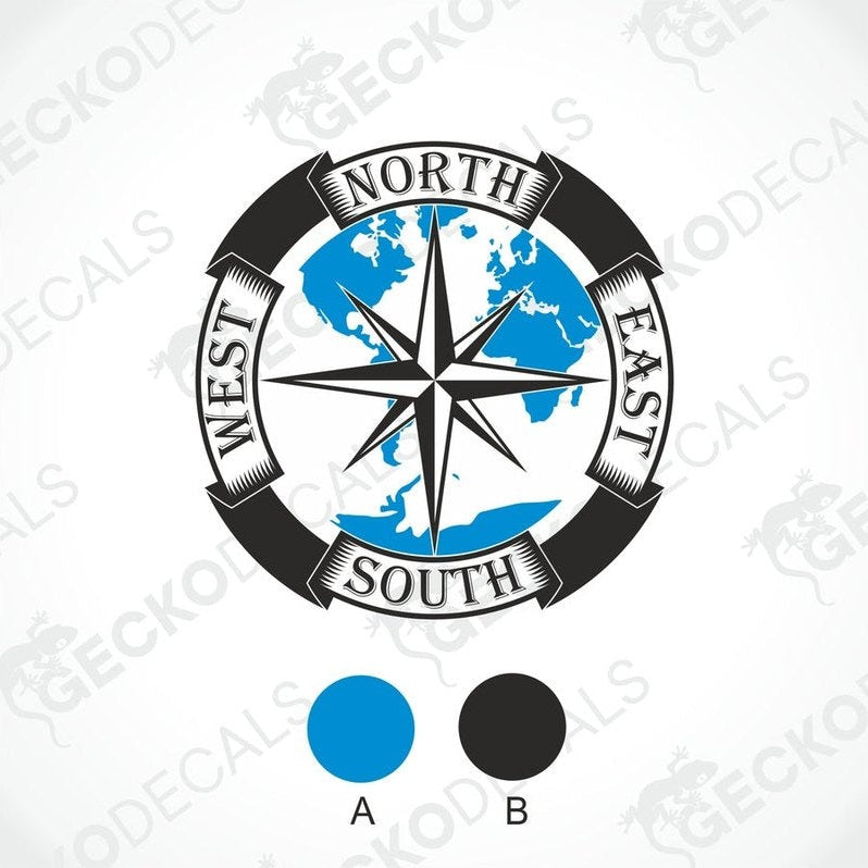COMPASS WEATHER ARCHES sticker design with blue and black color options