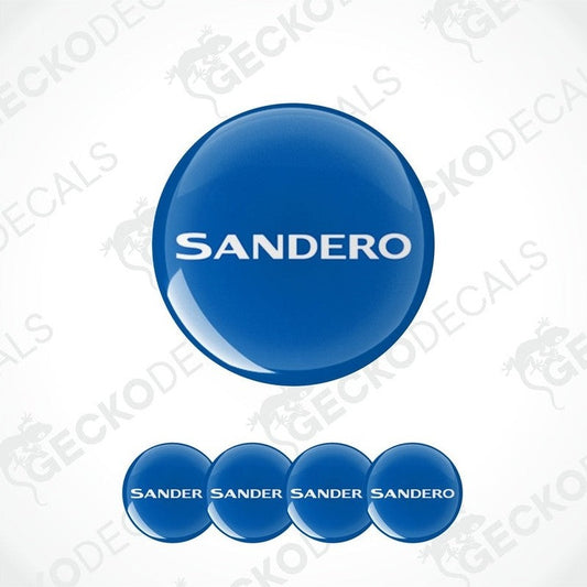 A set of blue vinyl decals for DACIA SANDERO, including one large decal with the text 'SANDERO' and three smaller ones with the text 'Sander'.