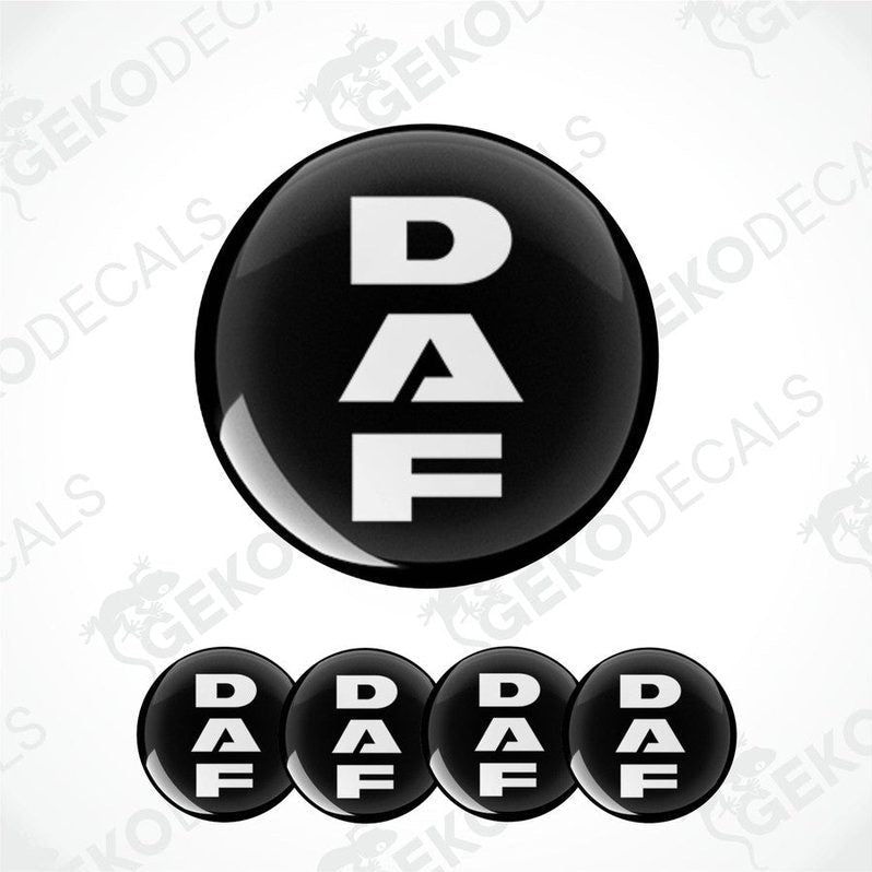Set of black vinyl stickers with white DAF logo