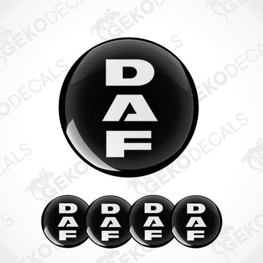 Set of black vinyl stickers with white DAF logo