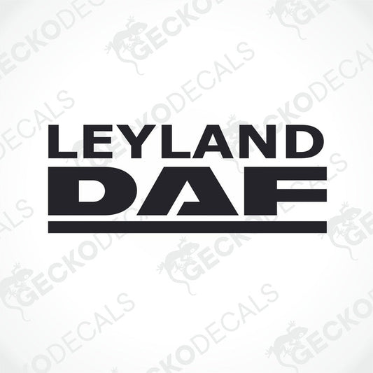 A black sticker with the text 'LEYLAND DAF' in white and black letters.
