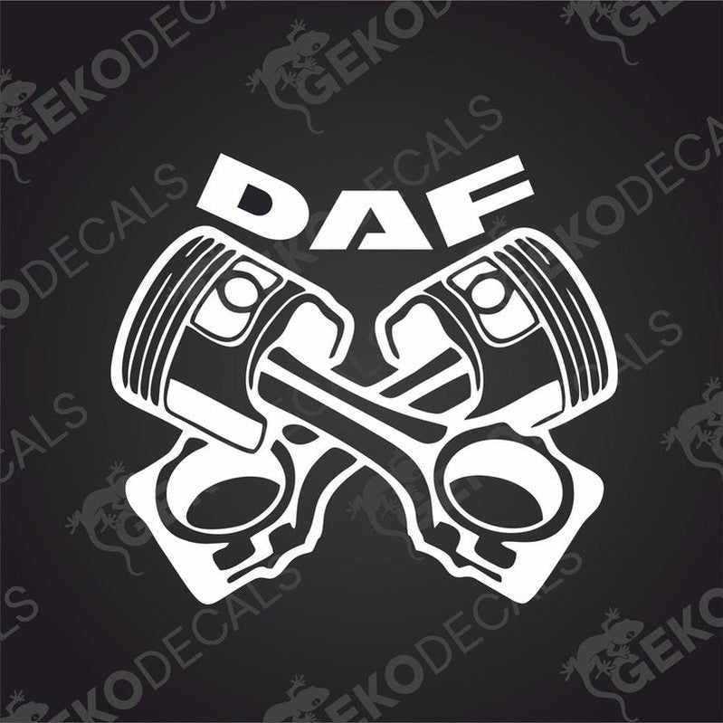 A black decal of a horse with the brand logo 'DAF' in the saddle area.