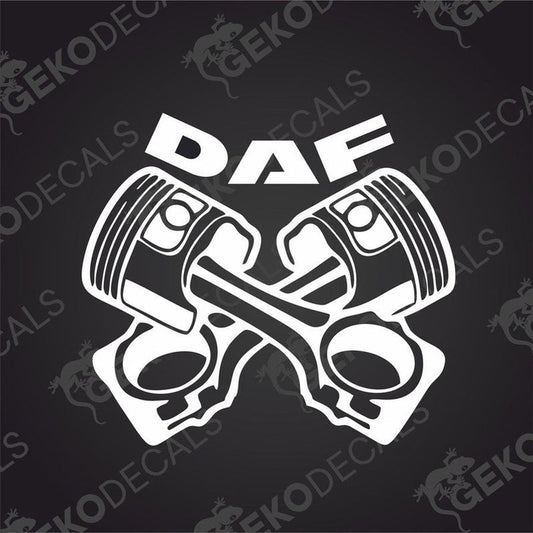 A black decal of a horse with the brand logo 'DAF' in the saddle area.