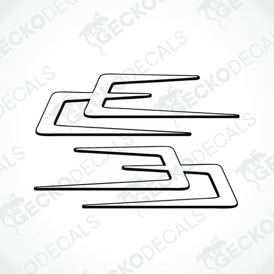 Two black and white Arrow decals designed for use on vehicles, displayed on a transparent background.
