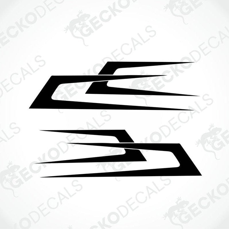 A pair of black and white arrow decals on a transparent background.