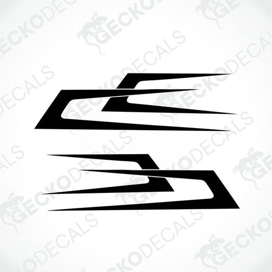 A pair of black and white arrow decals on a transparent background.