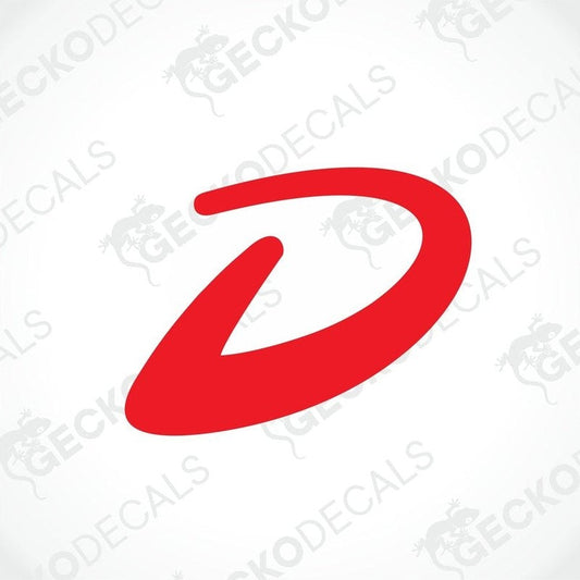 A red and white Dethleffs brand logo sticker.