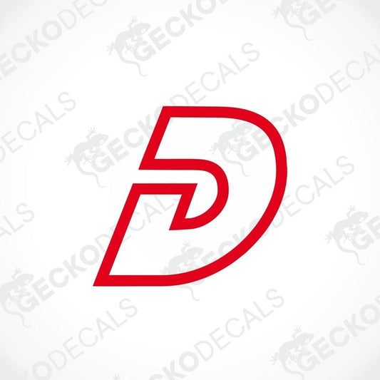 A red and white Dethleffs brand logo sticker.