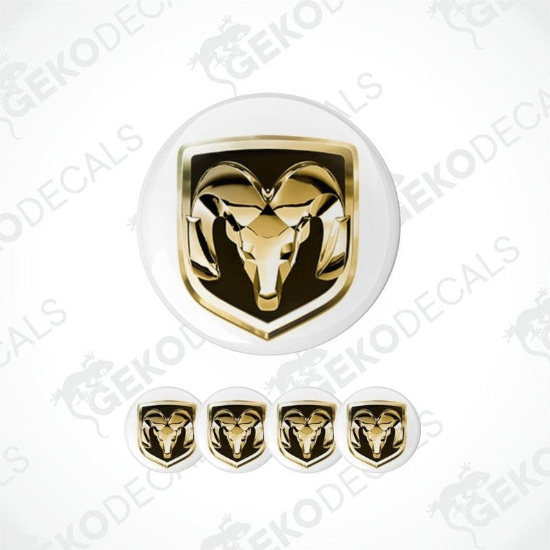 Gold ram logo decal set on a white background with 'Gekodecals' branding.
