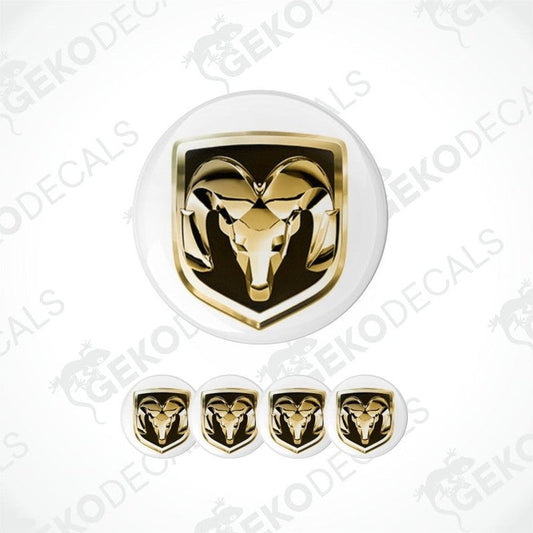 Gold ram logo decal set on a white background with 'Gekodecals' branding.