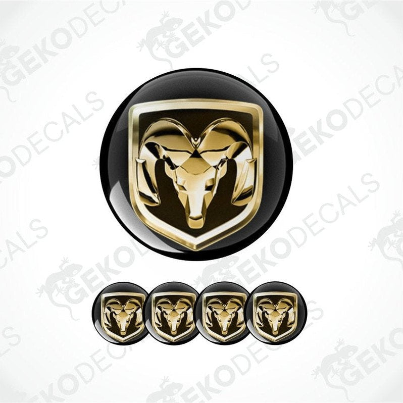Gold ram logo decal set on a white background with 'Gekodecals' branding.