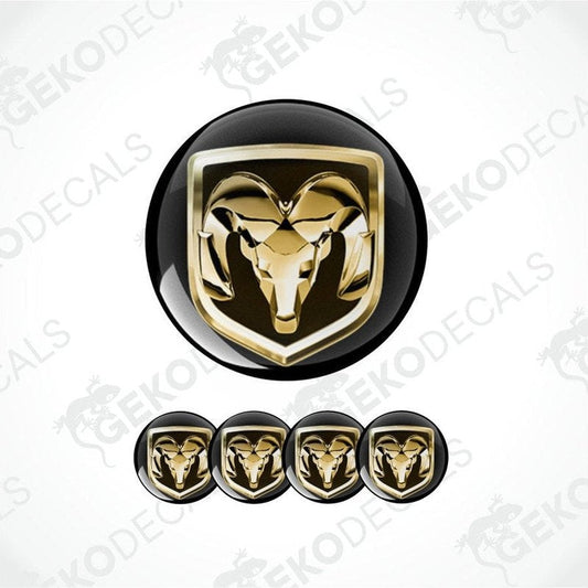 Gold ram logo decal set on a white background with 'Gekodecals' branding.