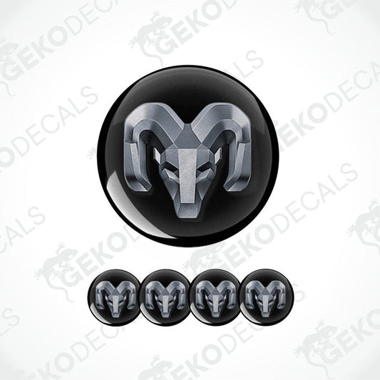 Black and gray ram logo with five smaller logos below on a white background.