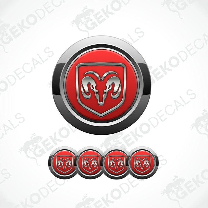 Red and silver logo with a ram design on a white background, featuring the brand 'Gekodecals'.