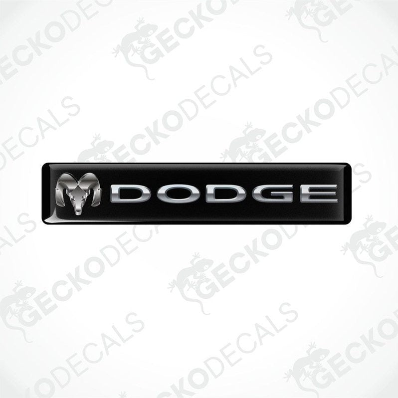  Black vinyl stickers with the word 'Dodge' printed on them.