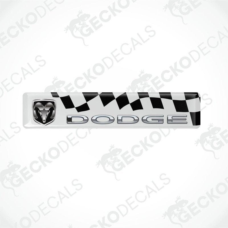 White and black checkered vinyl decals with the Dodge logo