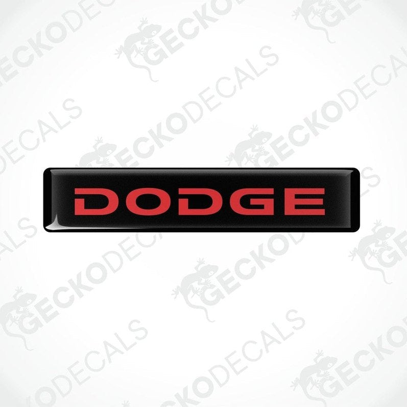  Black vinyl stickers with the word "DODGE" printed in red.