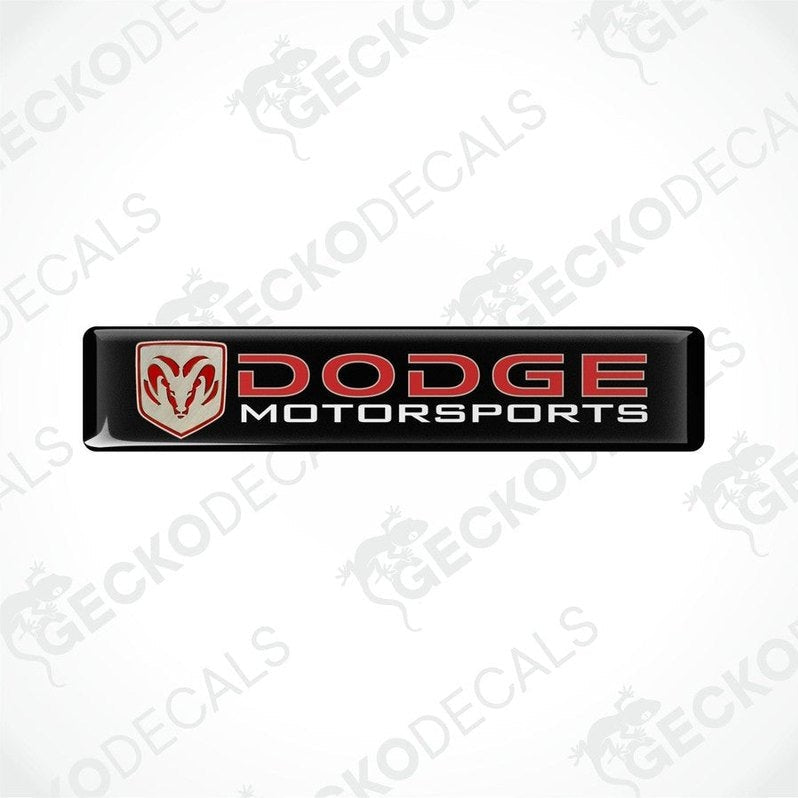 Black vinyl stickers with a red and white Dodge Motorsports logo.