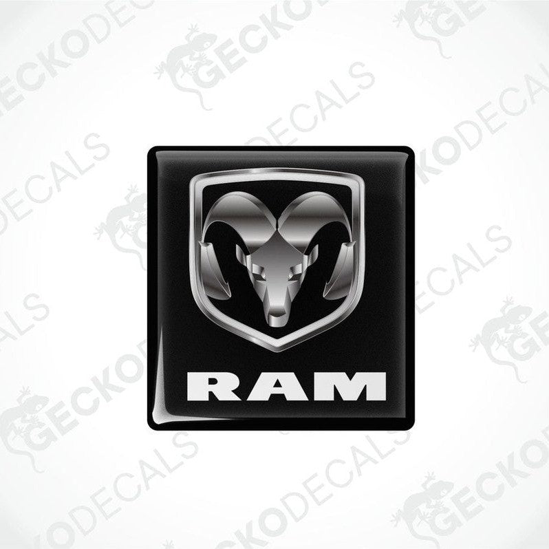 Black vinyl stickers with a dodge ram logo, set against a white background with 'GECKODECALS' text.