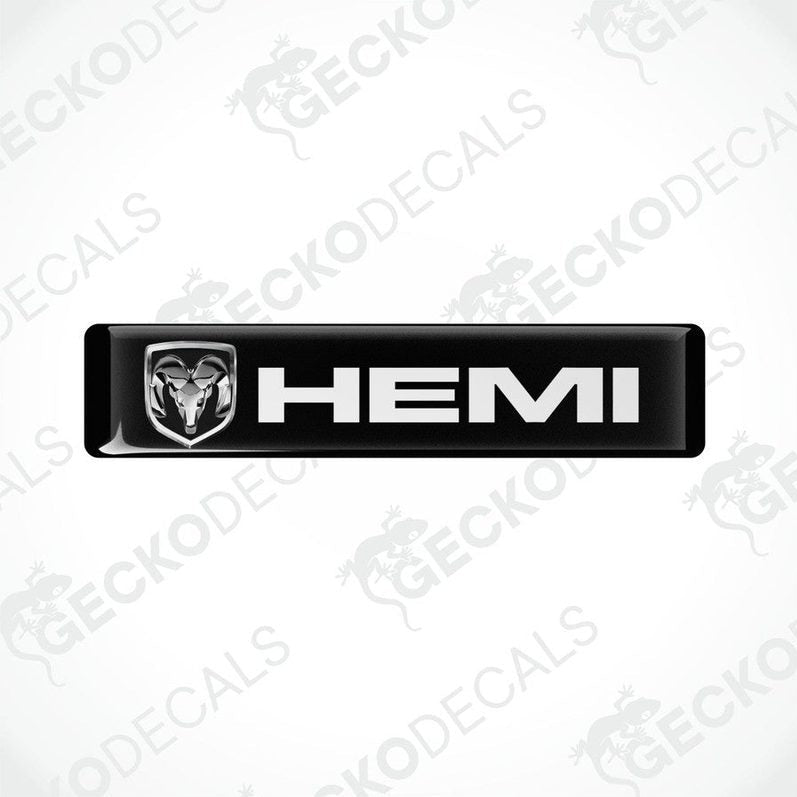 Black vinyl stickers with the HEMI logo in white.