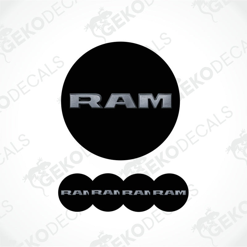 Black RAM logo decal with five smaller RAM logos below on a white background.