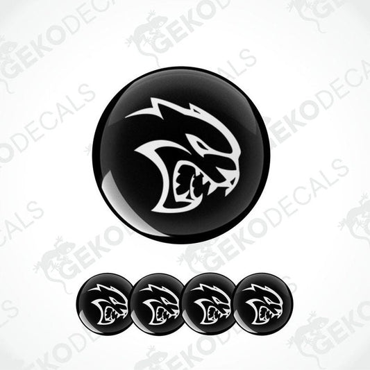 A set of black vinyl decals with a white SRT logo, displayed on a white background.