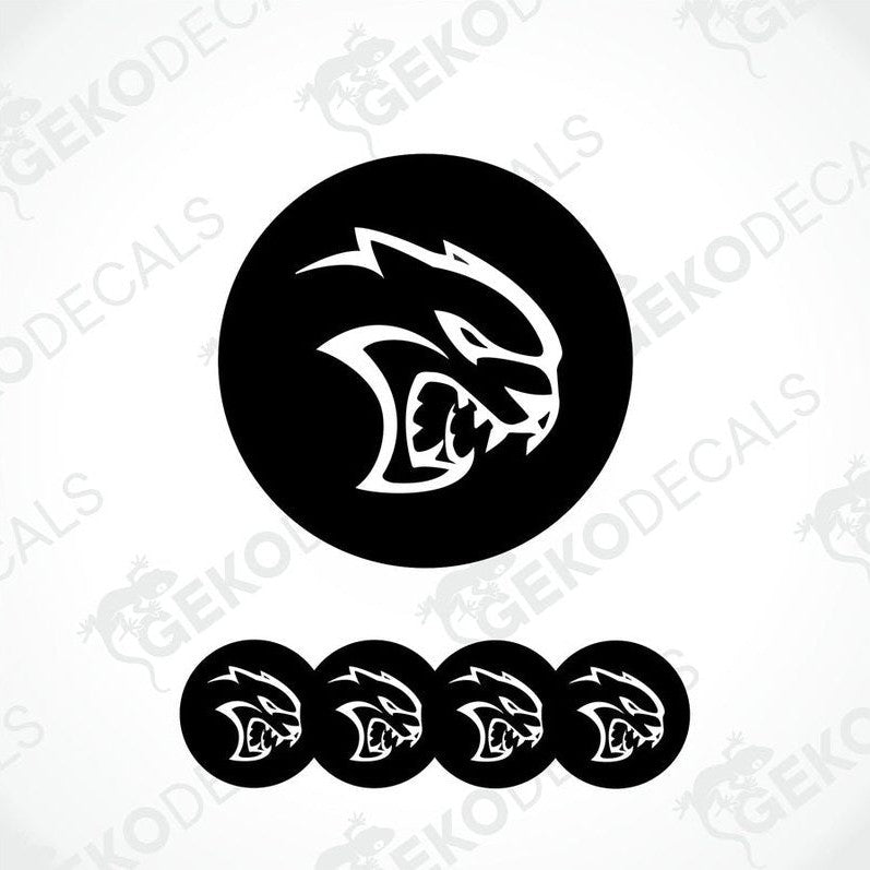 A set of black vinyl decals with a white SRT logo, displayed on a white background.