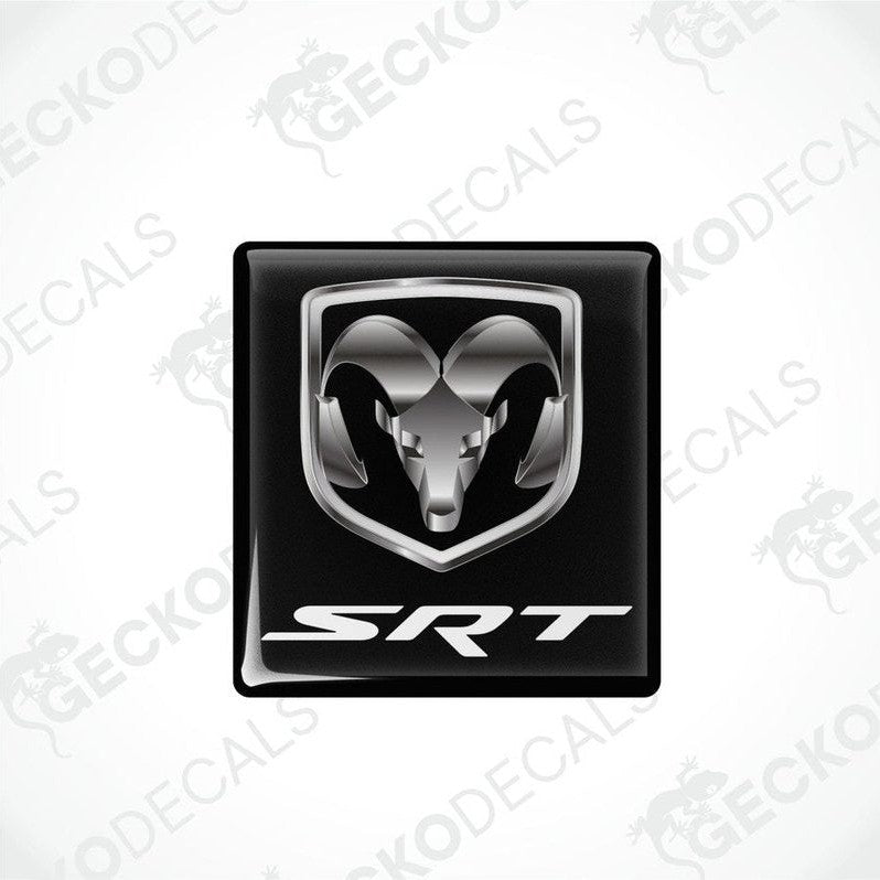  Black vinyl stickers with a Dodge SRT logo, placed against a white background.
