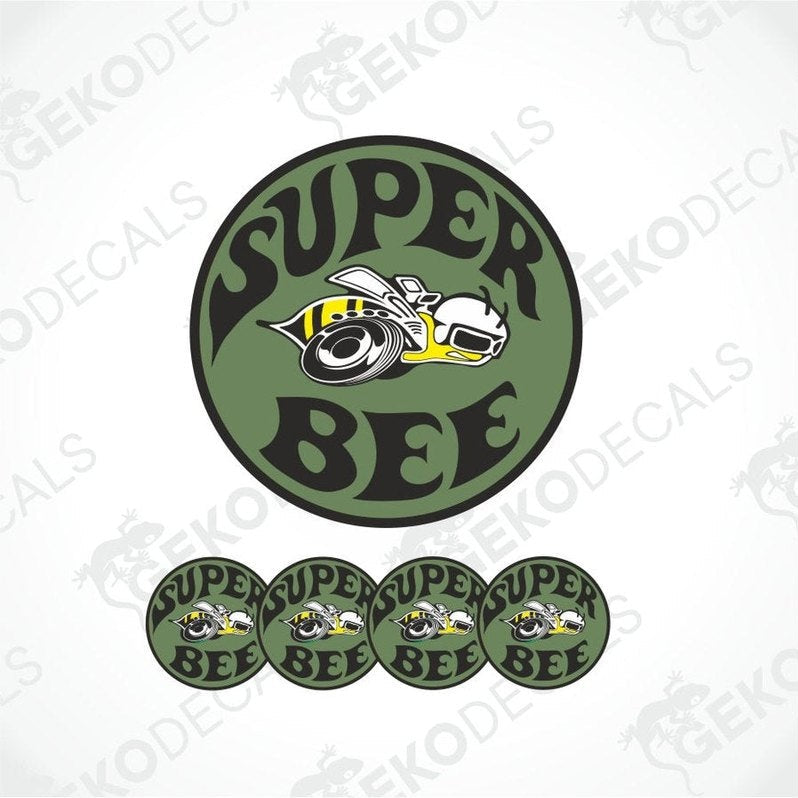 Super Bee logo with bee and car graphic on a white background, featuring the brand 'Gekodecals'.
