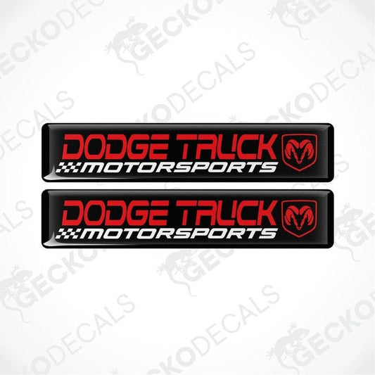 Two black, red, and white vinyl decals with the text 'DODGE TRUCK MOTORSPORTS' and the Dodge Viper logo.