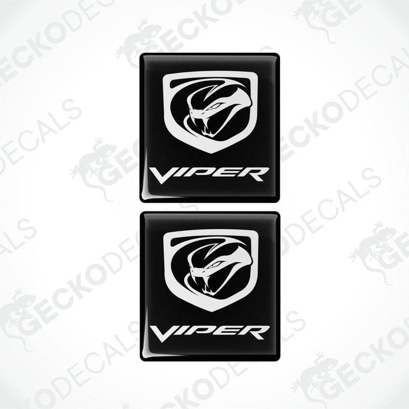 Two black vinyl stickers with the word 'VIPER' printed on them, arranged one on top of the other.